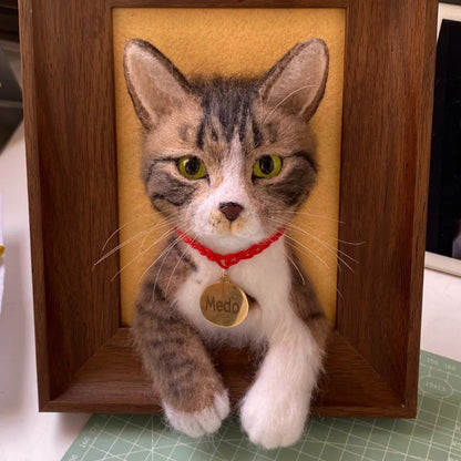 Custom 3D wool needle-punched pet portrait