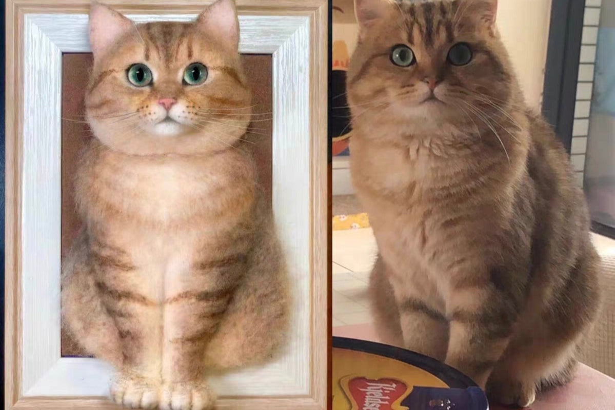 Custom 3D wool needle-punched pet portrait