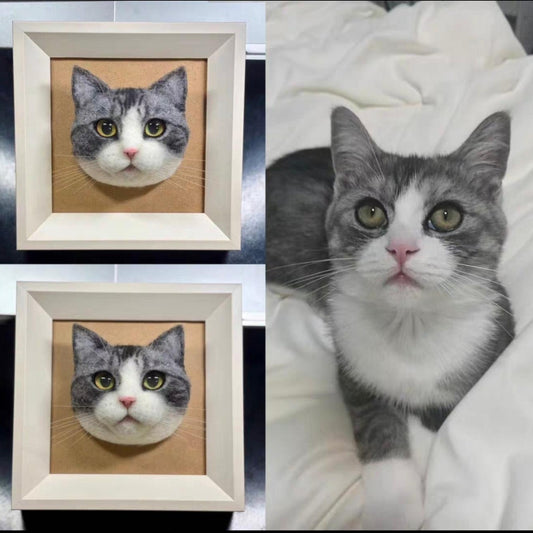 Custom 3D wool needle-punched pet portrait (only head)