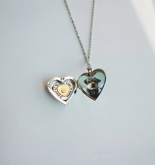 Custom Photo Necklace,  Vintage Heart Necklace With Pet Photo,