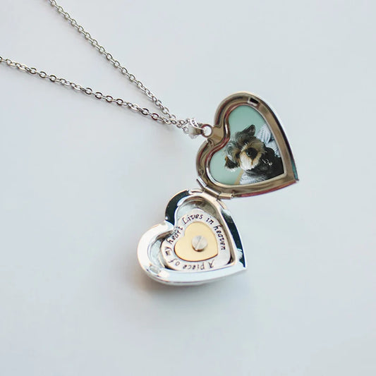 Custom Photo Necklace,  Vintage Heart Necklace With Pet Photo,